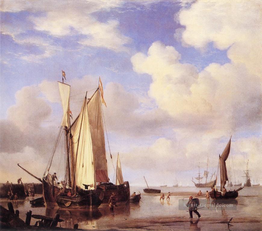Low Tide marine Willem van de Velde dJ Stiefel Seestück Ölgemälde